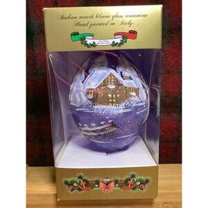 Glass Ornament Bellagio Italian Mouth Blown Hand Painted in Italy New In Box